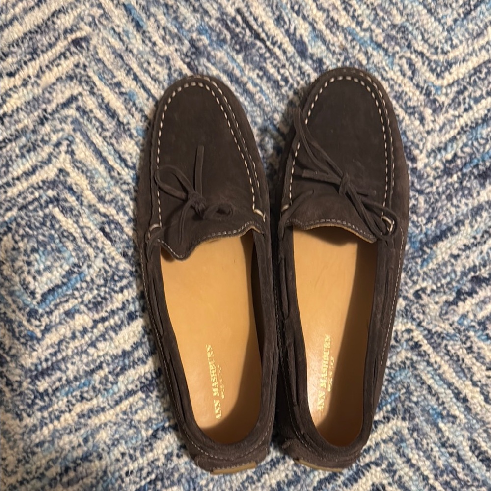 ANN MASHBURN Brown Suede Moccasin Loafers, Size 41